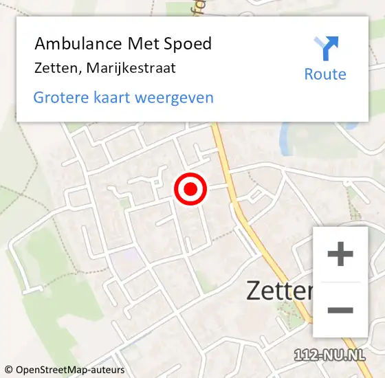 Locatie op kaart van de 112 melding: Ambulance Met Spoed Naar Zetten, Marijkestraat op 17 mei 2021 16:48