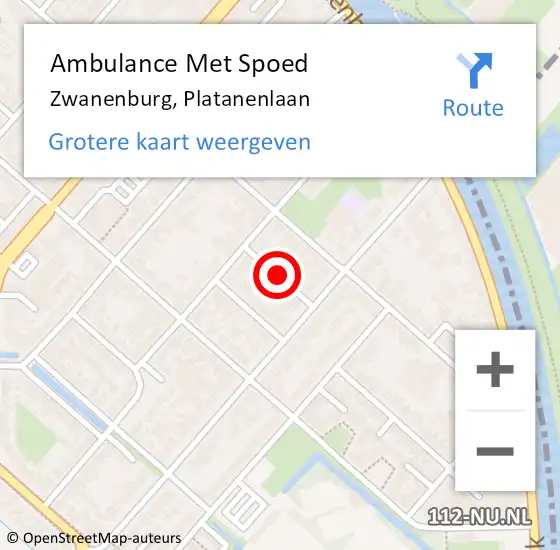 Locatie op kaart van de 112 melding: Ambulance Met Spoed Naar Zwanenburg, Platanenlaan op 17 mei 2021 17:19