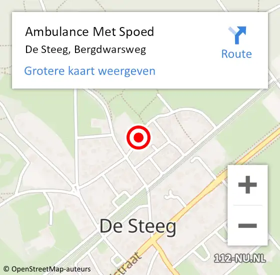 Locatie op kaart van de 112 melding: Ambulance Met Spoed Naar De Steeg, Bergdwarsweg op 17 mei 2021 21:24