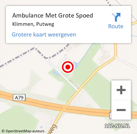 Locatie op kaart van de 112 melding: Ambulance Met Grote Spoed Naar Klimmen, Putweg op 10 juni 2014 17:13