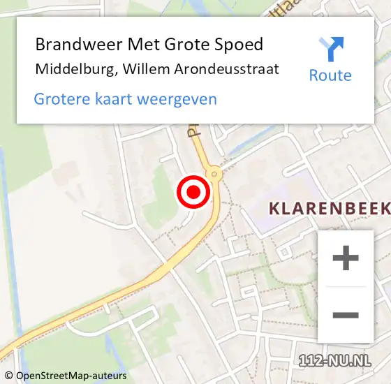 Locatie op kaart van de 112 melding: Brandweer Met Grote Spoed Naar Middelburg, Willem Arondeusstraat op 18 mei 2021 05:14