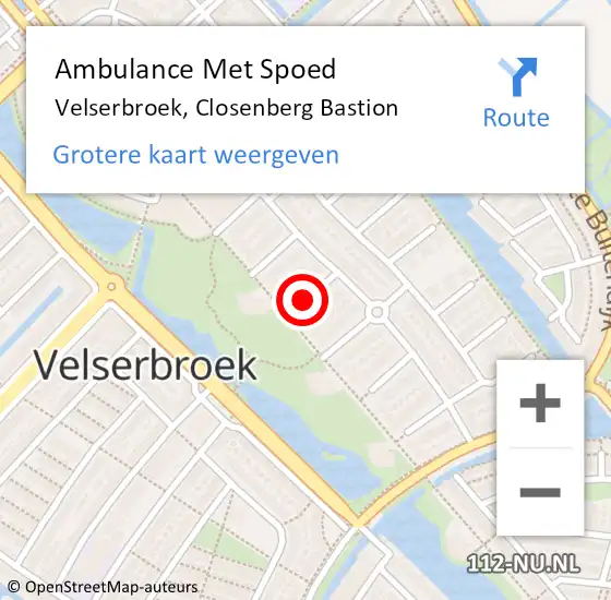 Locatie op kaart van de 112 melding: Ambulance Met Spoed Naar Velserbroek, Closenberg Bastion op 18 mei 2021 06:49