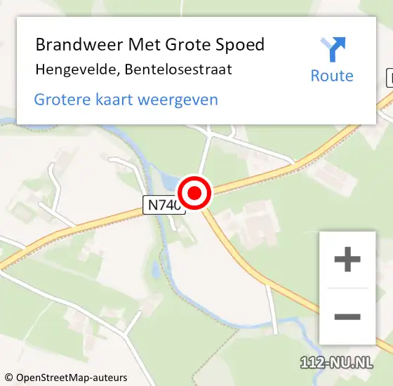 Locatie op kaart van de 112 melding: Brandweer Met Grote Spoed Naar Hengevelde, Bentelosestraat op 18 mei 2021 07:52