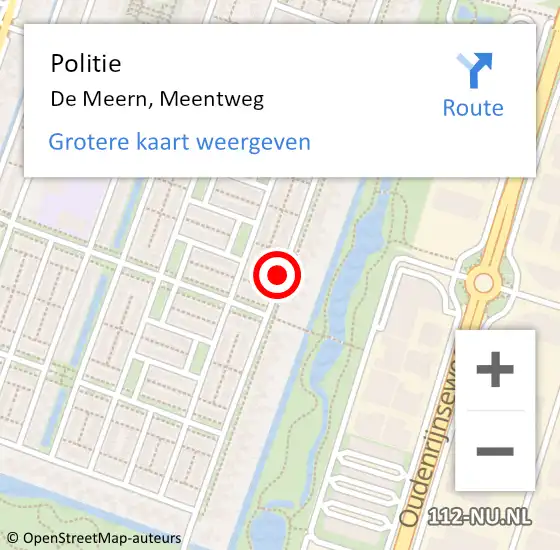 Locatie op kaart van de 112 melding: Politie De Meern, Meentweg op 18 mei 2021 08:26