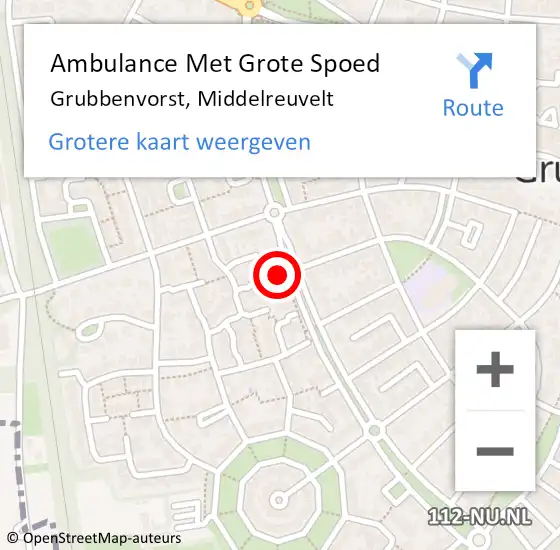 Locatie op kaart van de 112 melding: Ambulance Met Grote Spoed Naar Grubbenvorst, Middelreuvelt op 10 juni 2014 17:48