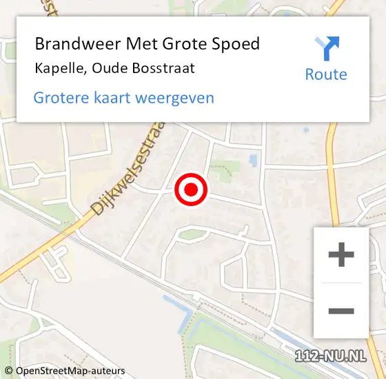 Locatie op kaart van de 112 melding: Brandweer Met Grote Spoed Naar Kapelle, Oude Bosstraat op 18 mei 2021 11:08