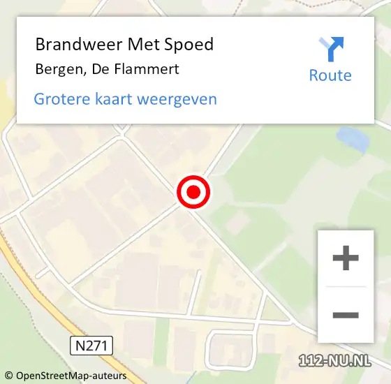 Locatie op kaart van de 112 melding: Brandweer Met Spoed Naar Bergen, De Flammert op 18 mei 2021 11:39