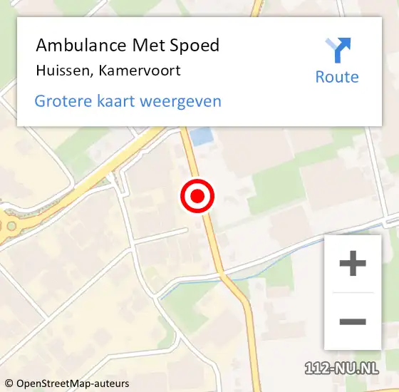 Locatie op kaart van de 112 melding: Ambulance Met Spoed Naar Huissen, Kamervoort op 18 mei 2021 12:38