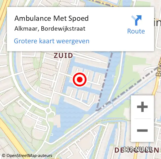 Locatie op kaart van de 112 melding: Ambulance Met Spoed Naar Alkmaar, Bordewijkstraat op 18 mei 2021 13:29