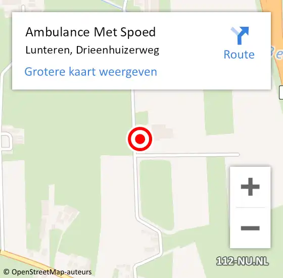 Locatie op kaart van de 112 melding: Ambulance Met Spoed Naar Lunteren, Drieenhuizerweg op 10 juni 2014 18:21