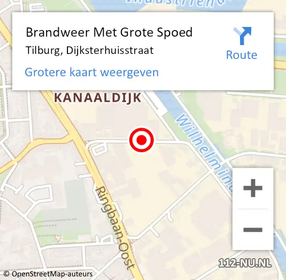 Locatie op kaart van de 112 melding: Brandweer Met Grote Spoed Naar Tilburg, Dijksterhuisstraat op 18 mei 2021 15:33