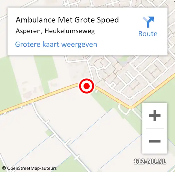 Locatie op kaart van de 112 melding: Ambulance Met Grote Spoed Naar Asperen, Heukelumseweg op 18 mei 2021 16:58