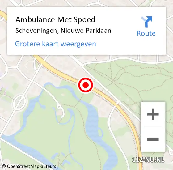 Locatie op kaart van de 112 melding: Ambulance Met Spoed Naar Scheveningen, Nieuwe Parklaan op 18 mei 2021 17:11