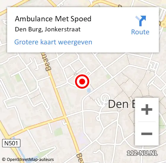 Locatie op kaart van de 112 melding: Ambulance Met Spoed Naar Den Burg, Jonkerstraat op 18 mei 2021 17:59