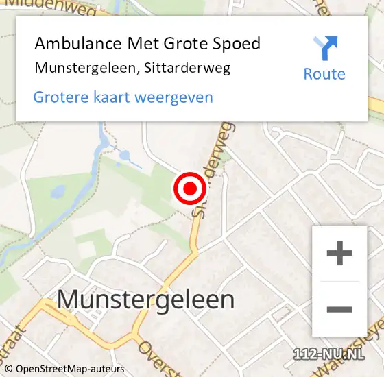 Locatie op kaart van de 112 melding: Ambulance Met Grote Spoed Naar Munstergeleen, Sittarderweg op 10 juni 2014 18:42