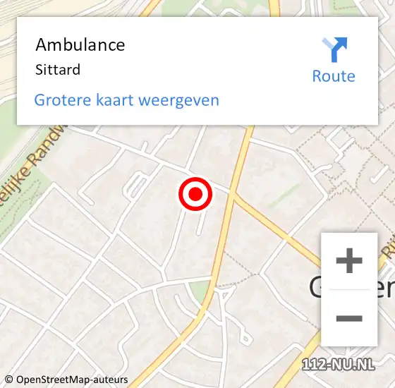 Locatie op kaart van de 112 melding: Ambulance Sittard op 18 mei 2021 19:12