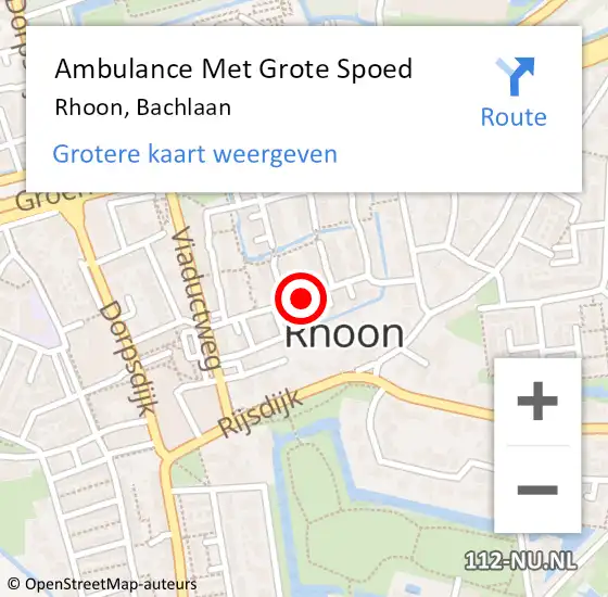 Locatie op kaart van de 112 melding: Ambulance Met Grote Spoed Naar Rhoon, Bachlaan op 18 mei 2021 20:15