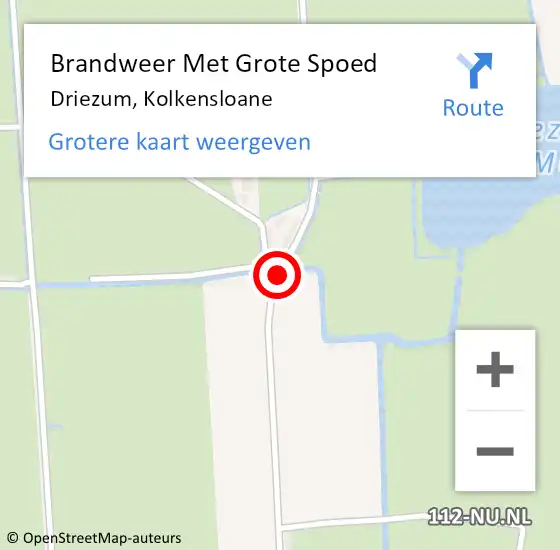 Locatie op kaart van de 112 melding: Brandweer Met Grote Spoed Naar Driezum, Kolkensloane op 18 mei 2021 20:35