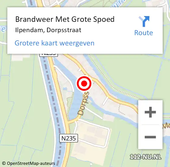 Locatie op kaart van de 112 melding: Brandweer Met Grote Spoed Naar Ilpendam, Dorpsstraat op 18 mei 2021 22:50