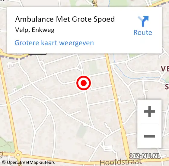 Locatie op kaart van de 112 melding: Ambulance Met Grote Spoed Naar Velp, Enkweg op 18 mei 2021 23:58