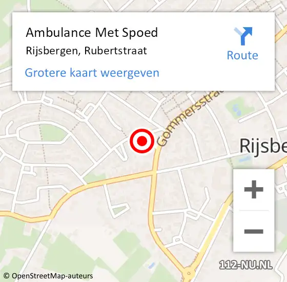 Locatie op kaart van de 112 melding: Ambulance Met Spoed Naar Rijsbergen, Rubertstraat op 10 juni 2014 19:06