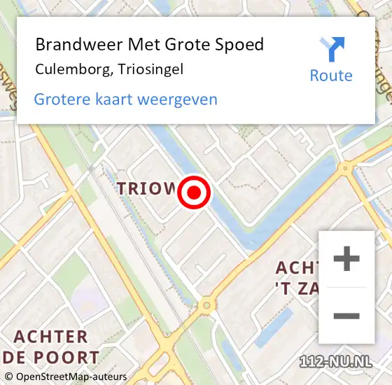 Locatie op kaart van de 112 melding: Brandweer Met Grote Spoed Naar Culemborg, Triosingel op 19 mei 2021 02:06