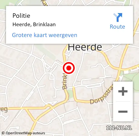 Locatie op kaart van de 112 melding: Politie Heerde, Brinklaan op 19 mei 2021 07:41
