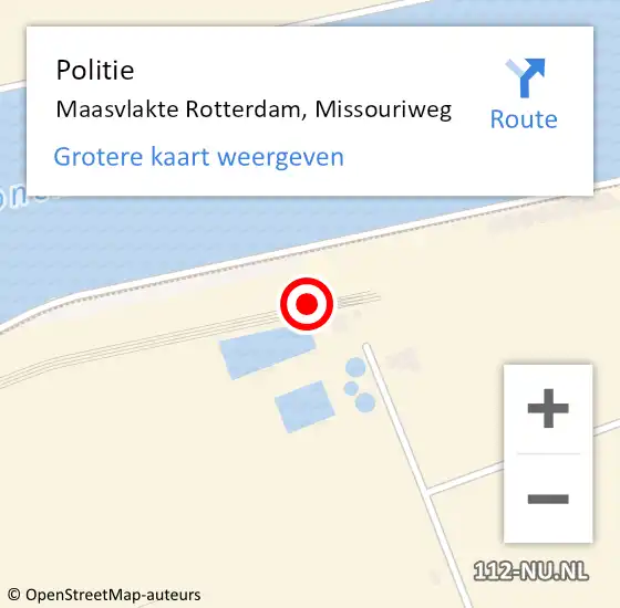 Locatie op kaart van de 112 melding: Politie Maasvlakte Rotterdam, Missouriweg op 19 mei 2021 08:47