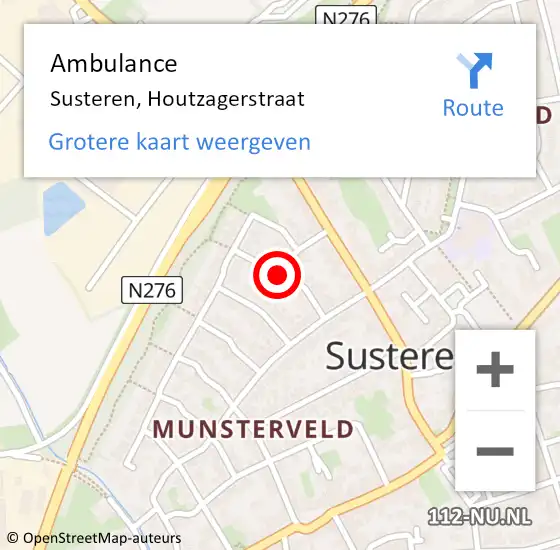 Locatie op kaart van de 112 melding: Ambulance Susteren, Houtzagerstraat op 19 mei 2021 08:50