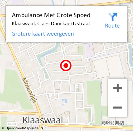 Locatie op kaart van de 112 melding: Ambulance Met Grote Spoed Naar Klaaswaal, Claes Danckaertzstraat op 19 mei 2021 10:11