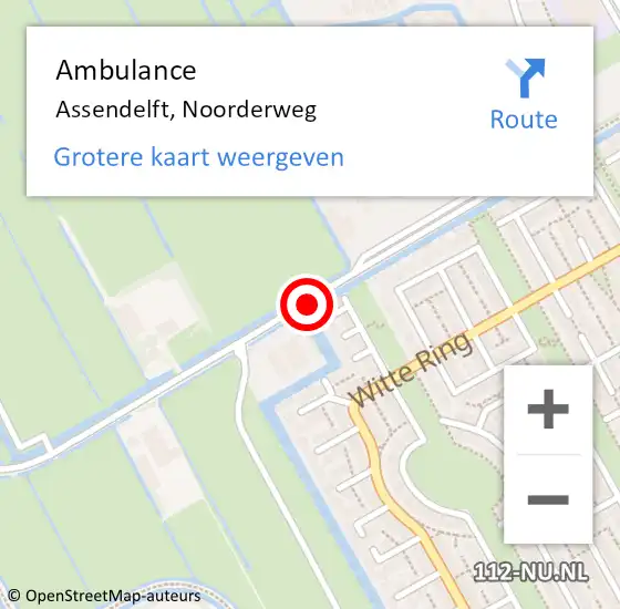 Locatie op kaart van de 112 melding: Ambulance Assendelft, Noorderweg op 19 mei 2021 10:25