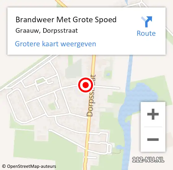 Locatie op kaart van de 112 melding: Brandweer Met Grote Spoed Naar Graauw, Dorpsstraat op 19 mei 2021 10:40