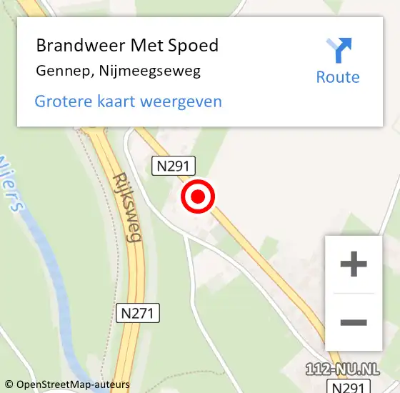 Locatie op kaart van de 112 melding: Brandweer Met Spoed Naar Gennep, Nijmeegseweg op 19 mei 2021 12:14