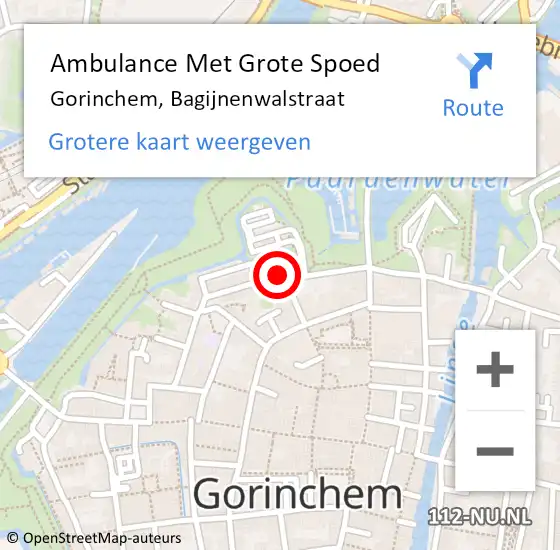 Locatie op kaart van de 112 melding: Ambulance Met Grote Spoed Naar Gorinchem, Bagijnenwalstraat op 19 mei 2021 12:43