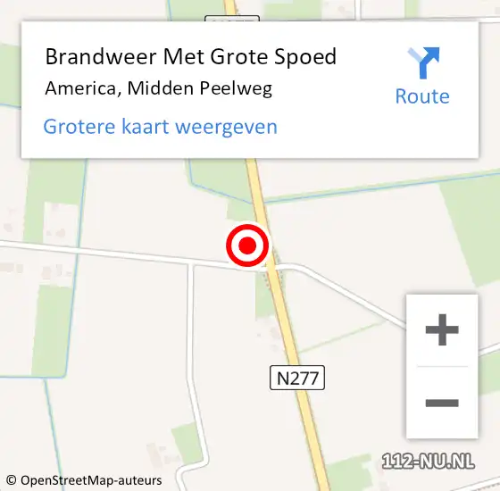 Locatie op kaart van de 112 melding: Brandweer Met Grote Spoed Naar America, Midden Peelweg op 19 mei 2021 13:28