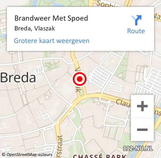 Locatie op kaart van de 112 melding: Brandweer Met Spoed Naar Breda, Vlaszak op 19 mei 2021 14:35