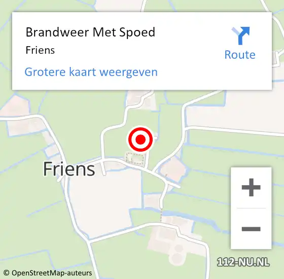 Locatie op kaart van de 112 melding: Brandweer Met Spoed Naar Friens op 19 mei 2021 15:17