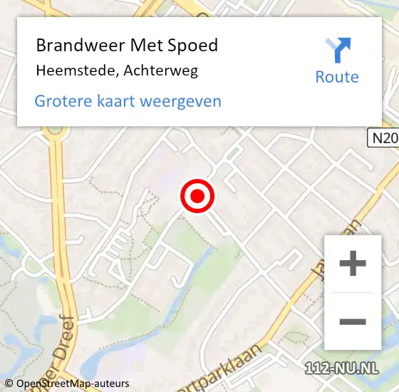 Locatie op kaart van de 112 melding: Brandweer Met Spoed Naar Heemstede, Achterweg op 19 mei 2021 16:49