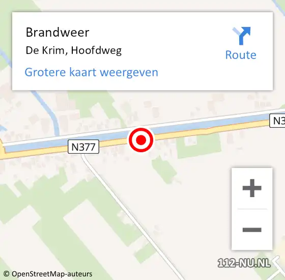 Locatie op kaart van de 112 melding: Brandweer De Krim, Hoofdweg op 19 mei 2021 17:57