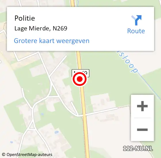 Locatie op kaart van de 112 melding: Politie Lage Mierde, N269 op 19 mei 2021 18:43