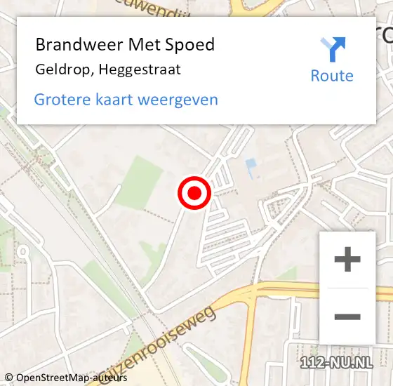 Locatie op kaart van de 112 melding: Brandweer Met Spoed Naar Geldrop, Heggestraat op 19 mei 2021 19:11