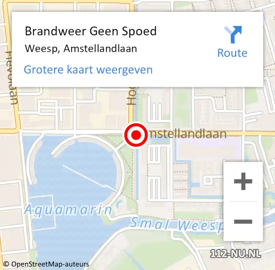 Locatie op kaart van de 112 melding: Brandweer Geen Spoed Naar Weesp, Amstellandlaan op 19 mei 2021 20:00