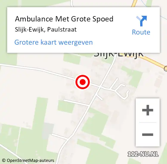 Locatie op kaart van de 112 melding: Ambulance Met Grote Spoed Naar Slijk-Ewijk, Paulstraat op 19 mei 2021 20:42