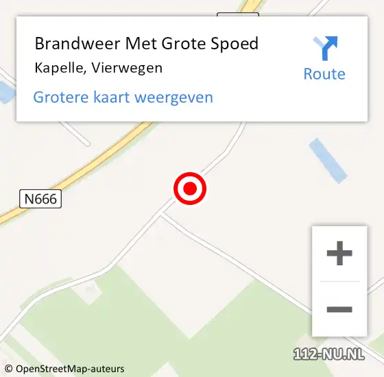 Locatie op kaart van de 112 melding: Brandweer Met Grote Spoed Naar Kapelle, Vierwegen op 20 mei 2021 00:45