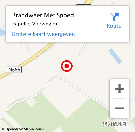 Locatie op kaart van de 112 melding: Brandweer Met Spoed Naar Kapelle, Vierwegen op 20 mei 2021 01:42