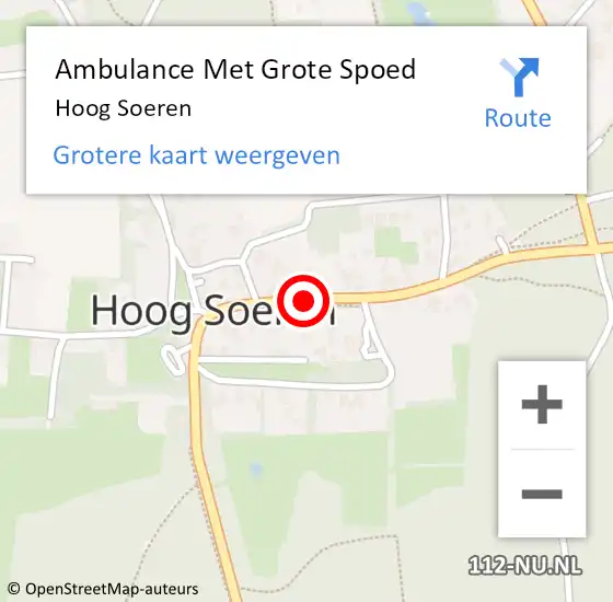 Locatie op kaart van de 112 melding: Ambulance Met Grote Spoed Naar Hoog Soeren op 20 mei 2021 01:50