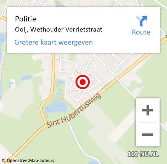 Locatie op kaart van de 112 melding: Politie Ooij, Wethouder Verrietstraat op 20 mei 2021 03:46