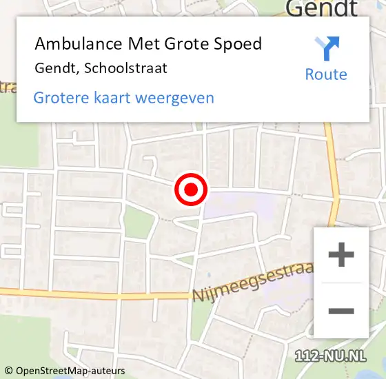 Locatie op kaart van de 112 melding: Ambulance Met Grote Spoed Naar Gendt, Schoolstraat op 20 mei 2021 07:51