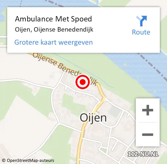 Locatie op kaart van de 112 melding: Ambulance Met Spoed Naar Oijen, Oijense Benedendijk op 10 juni 2014 21:35