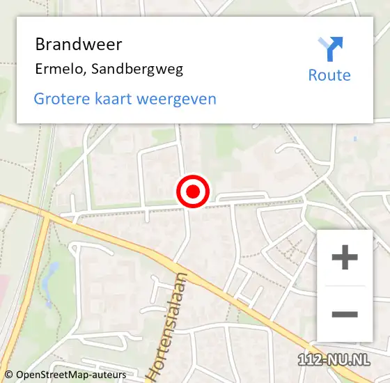 Locatie op kaart van de 112 melding: Brandweer Ermelo, Sandbergweg op 20 mei 2021 08:35